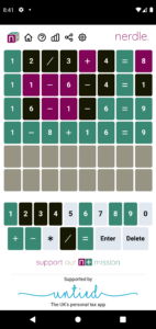 Nerdle screenshot