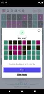 Nerdle screenshot